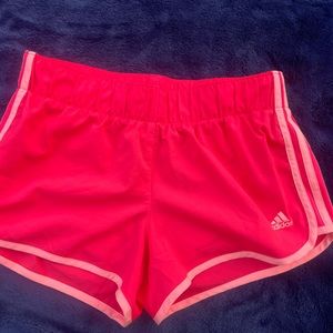 Adidas fluorescent orange silky shorts with inside lining size adult am